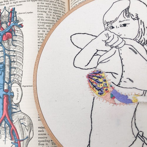 Embroidery Kit Hand Embroidery Kit Anatomy Art Vintage Etsy