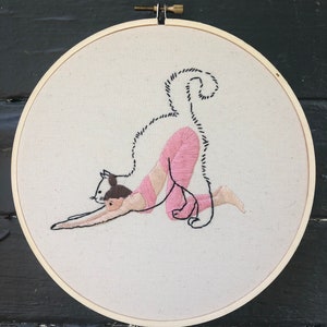 Cat Yoga, Embroidery pattern, Cat pattern, Yoga pattern