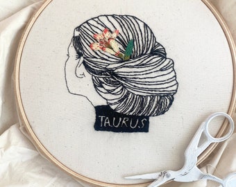 Astrology Pattern, Taurus Pattern, Astrology design, Hand Embroidery Pattern