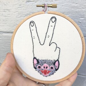 Hand Embroidery Pattern, Embroidery Pattern, V Sign Pattern, Vampire Bat Pattern image 3