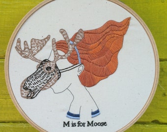 Embroidery Pattern, Hand Embroidery Pattern, M is for Moose PDF Embroidery Pattern