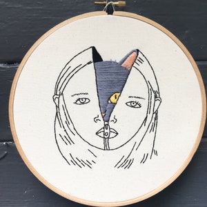 Hand Embroidery Pattern, Embroidery Pattern, Unzipped Cat Pattern