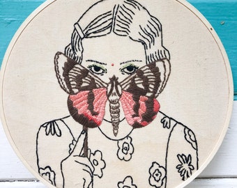 Hand Embroidery Pattern, Embroidery Pattern, Butterfly Mask Embroidery Pattern, PDF