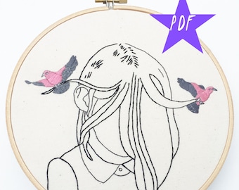 Embroidery Pattern, Modern Embroidery Pattern, Introvert PDF