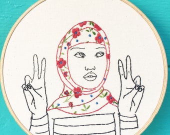 Hand Embroidery Pattern, Embroidery Pattern, Flower Hijab Embroidery Pattern