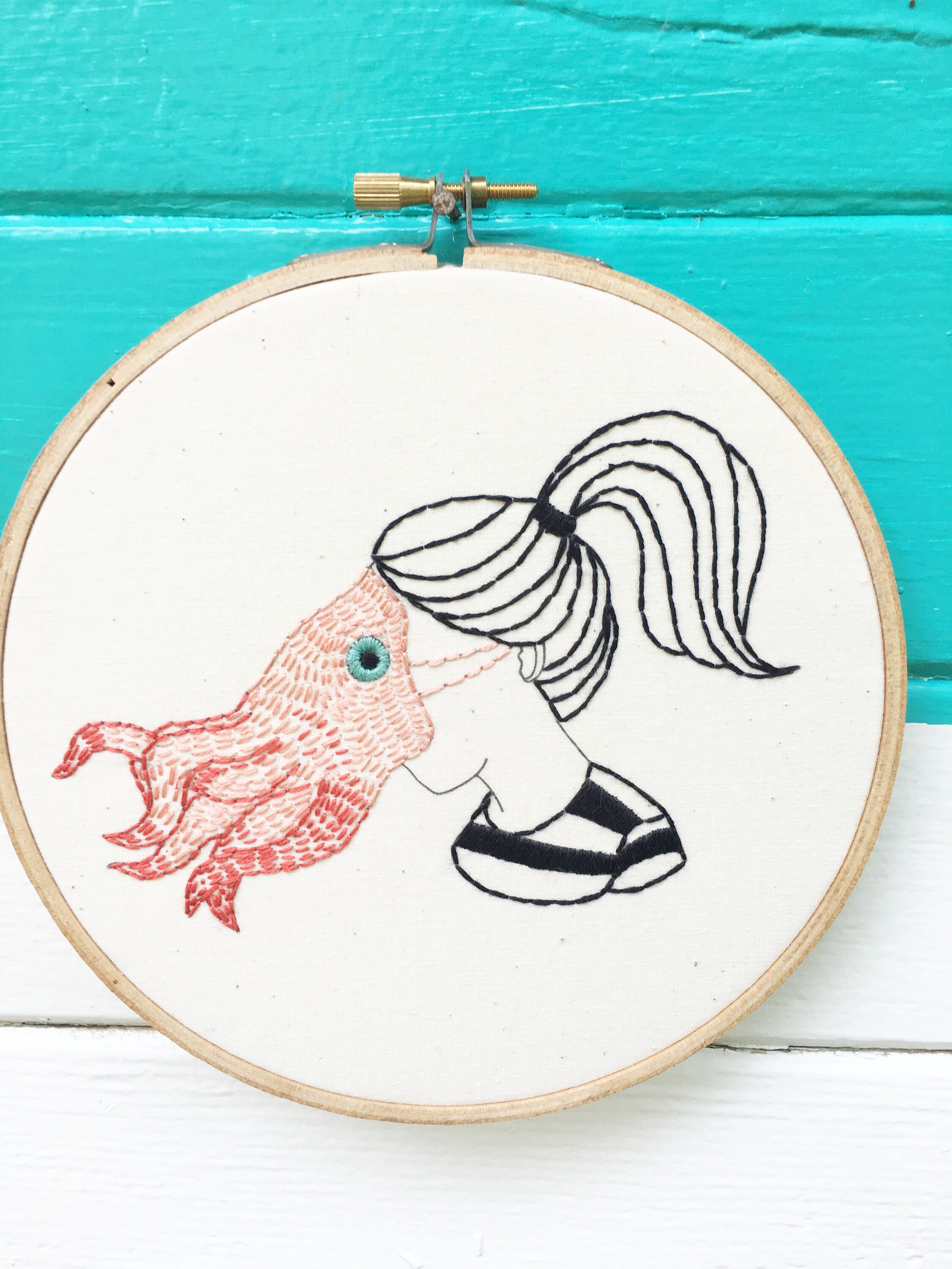 Embroidery Kit, Hand Embroidery Kit, Squid Mask Embroidery Kit