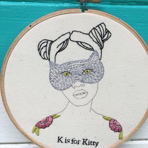 Embroidery Pattern, K is for Kitty Pattern