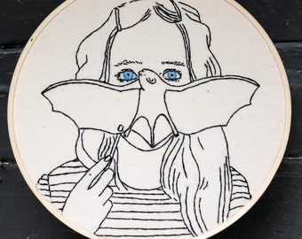 Hand Embroidery Pattern, Embroidery Pattern, Bat Mask Embroidery Pattern, PDF