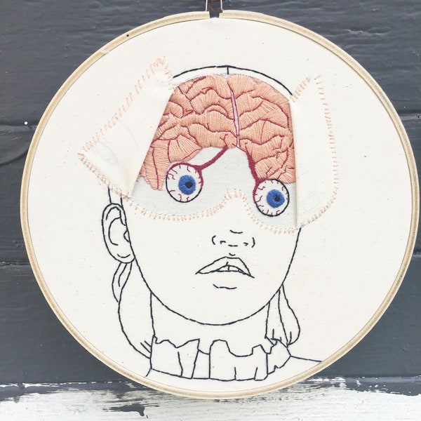 Face Dissection Original Hoop Art