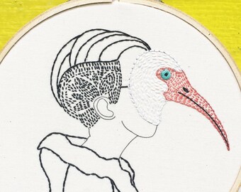 Hand Embroidery Kit, DIY Embroidery Kit, Ibis Mask Embroidery Kit