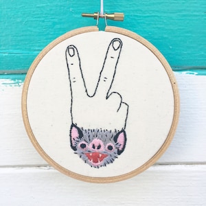 Hand Embroidery Pattern, Embroidery Pattern, V Sign Pattern, Vampire Bat Pattern image 5