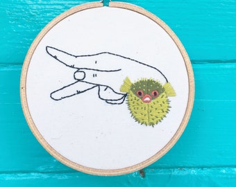 Hand Embroidery Pattern, Embroidery Pattern, P Sign Pattern, Puffer Fish Pattern