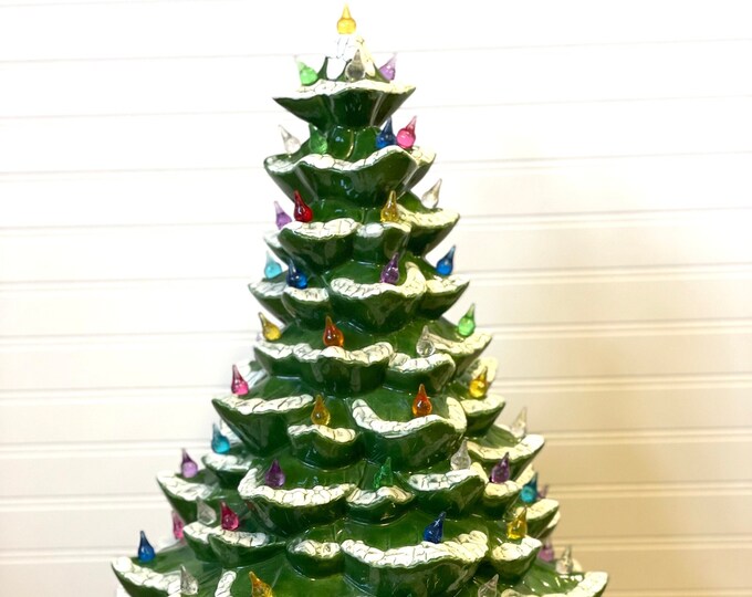 Vintage Ceramic Christmas Tree Music Box Light up Christmas Tree With