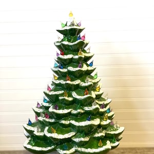 Vintage Ceramic Christmas Tree Music Box Light up Christmas Tree