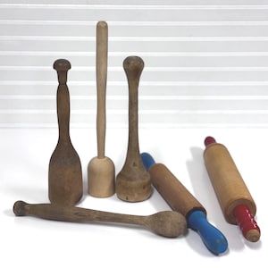 Vintage Wood Muddler Pestles and rolling pins: CHOICE Primitive Kitchen Decor