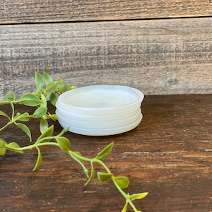 Vintage white butter pats- Set of 4 akro agate butter pats- butter pat stack
