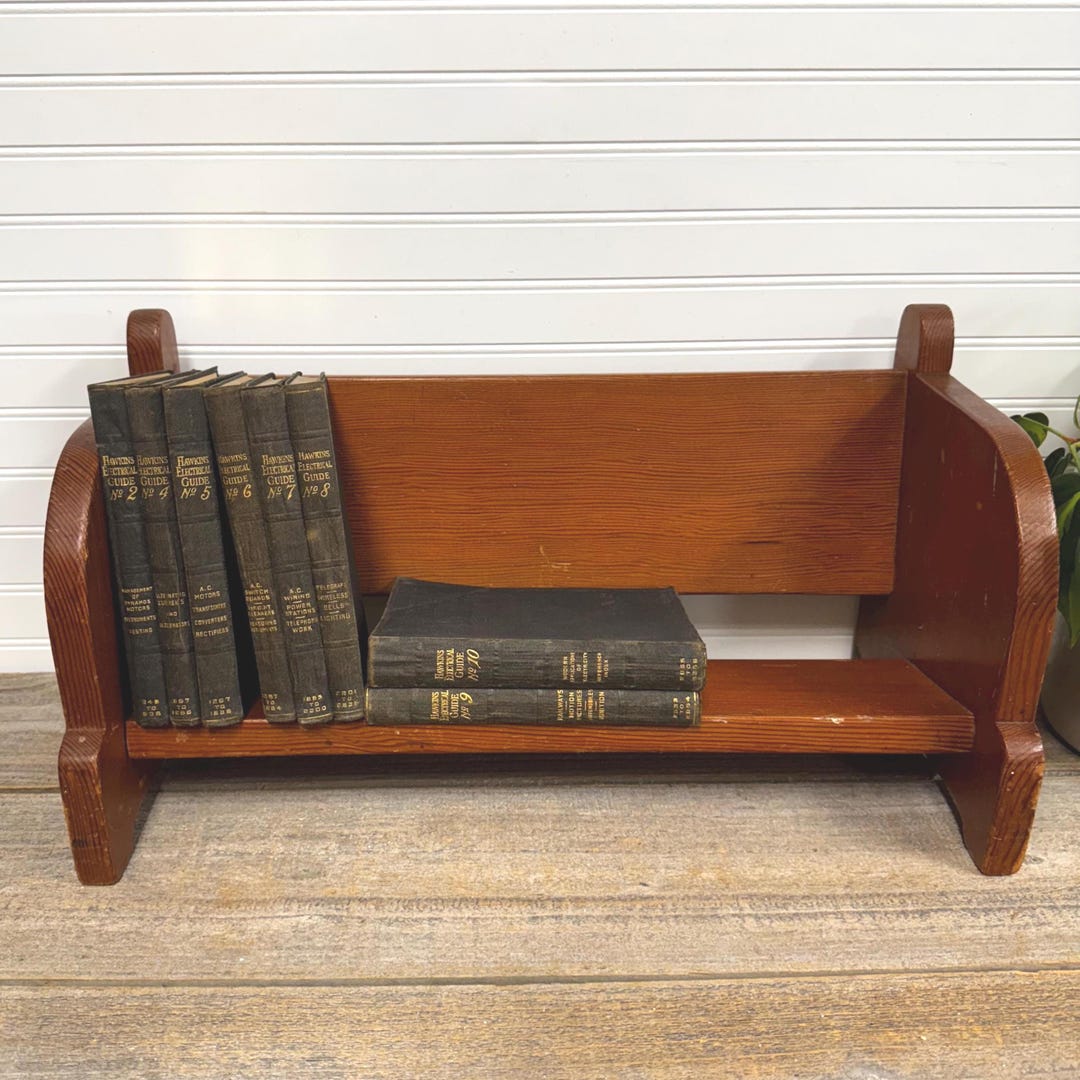 Vintage Wood Book Holder- Handmade Solid Wood Tabletop Book Rack ...