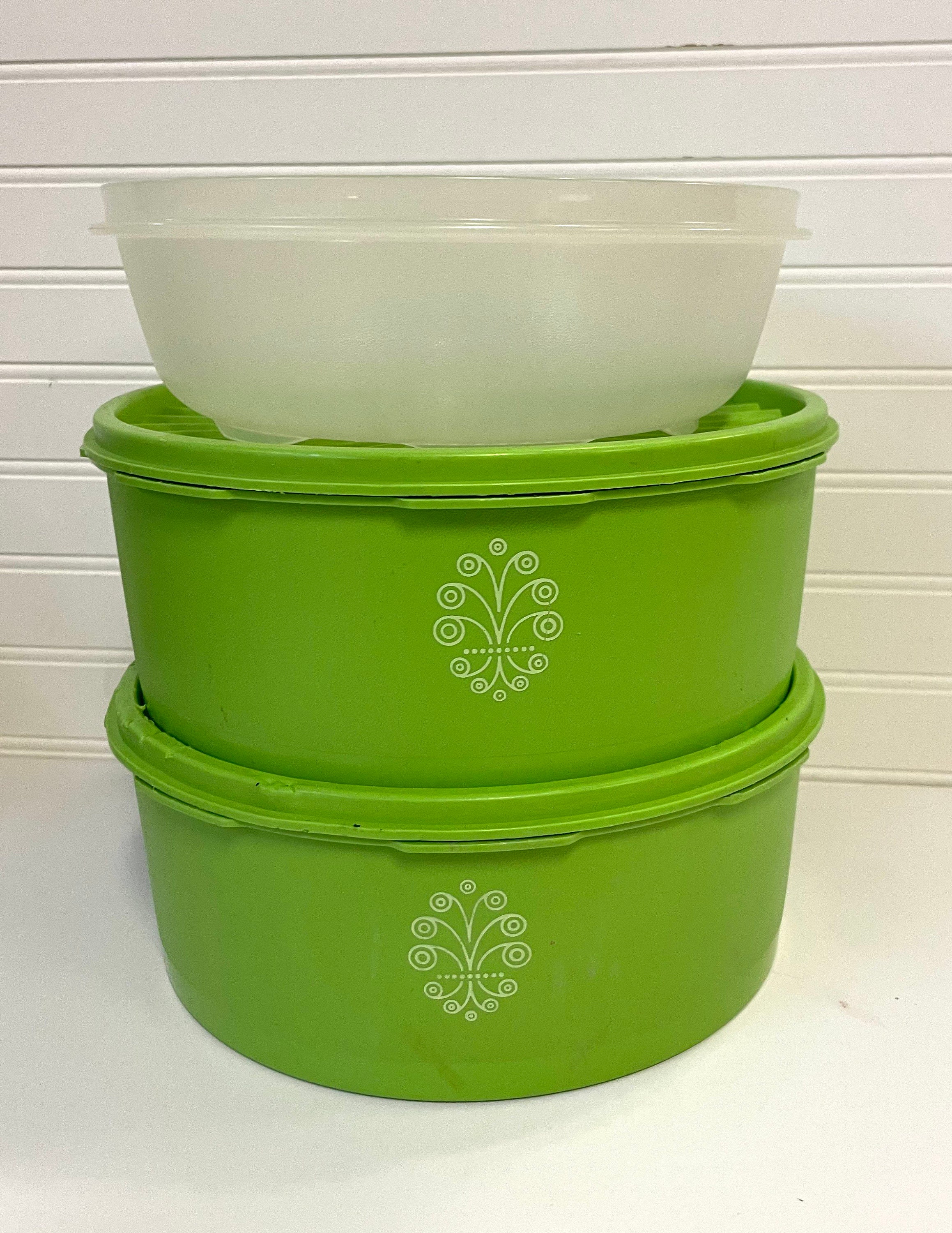 Vintage Green Tupperware Canisters Apple Green Kitchen Canisters 2 Retro  Tupperware Canisters Servalier 