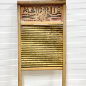 Vintage brass washboard- Maid-Rite wash board Columbis Ohio- Standard Family Size brass washboard No. 2062- laundry room decor