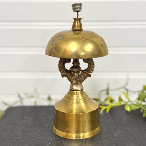 Antique brass hotel desk bell store bell- decorative counter bell- ornate vintage bell- Victorian brass bell- brass service bell