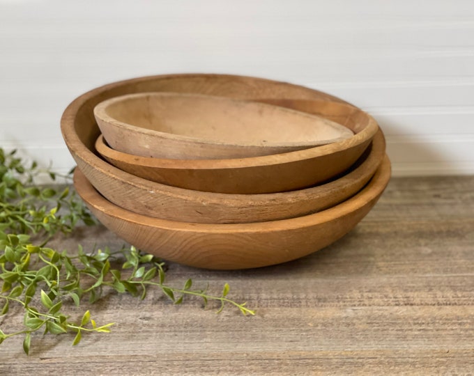 Primitive Wood Bowls Farmhouse Decor Munising Bowls Dough Bowls Etsy
