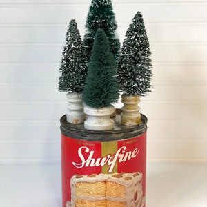 Vintage Shurfine Shortening Tin: Red & White Advertising Decor