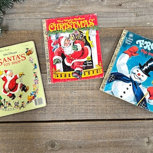 Vintage kid’s Christmas book- Choice of vintage Christmas Little Golden Books Santa&#39;s Toy Shop The Night Before Christmas Frosty the SnowMan