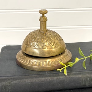 Vintage brass bell store bell- Hotel desk bell- decorative counter bell- ornate hotel desk bell- Victorian brass bell- brass service bell