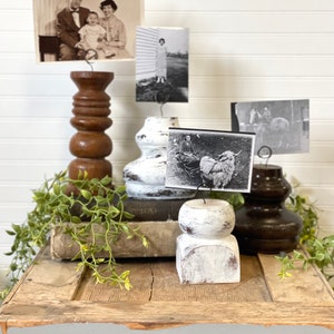 Architectural salvage photo holder- Recipe holder or Christmas card holder- wood picture display