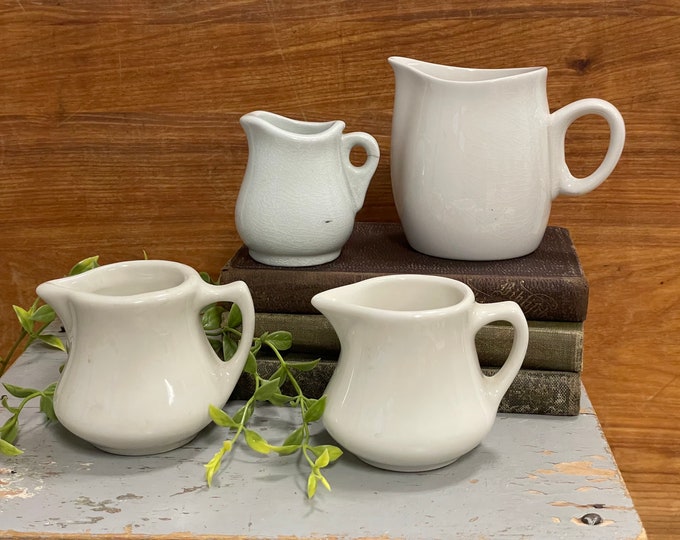 Vintage White Pitchers Small Creamers Ironstone Creamer Restaurant Ware