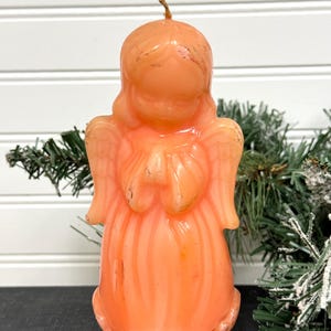 Vintage praying Angel candle- vintage Christmas candle- pink angel candle- Winter decor