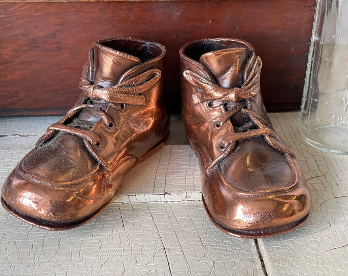 Vintage Bronze Baby Shoes Set of Bronzed Shoes Etsy
