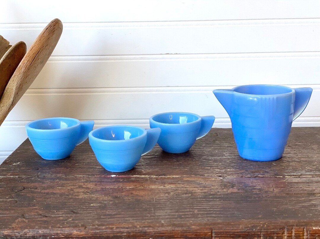 Vintage Akro Agate Blue Child's Dishes: Mini Cups and Pitcher Set - Etsy