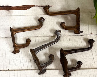 Vintage Cast Iron Wall Hooks: Ornate Heavy Duty Coat Hooks