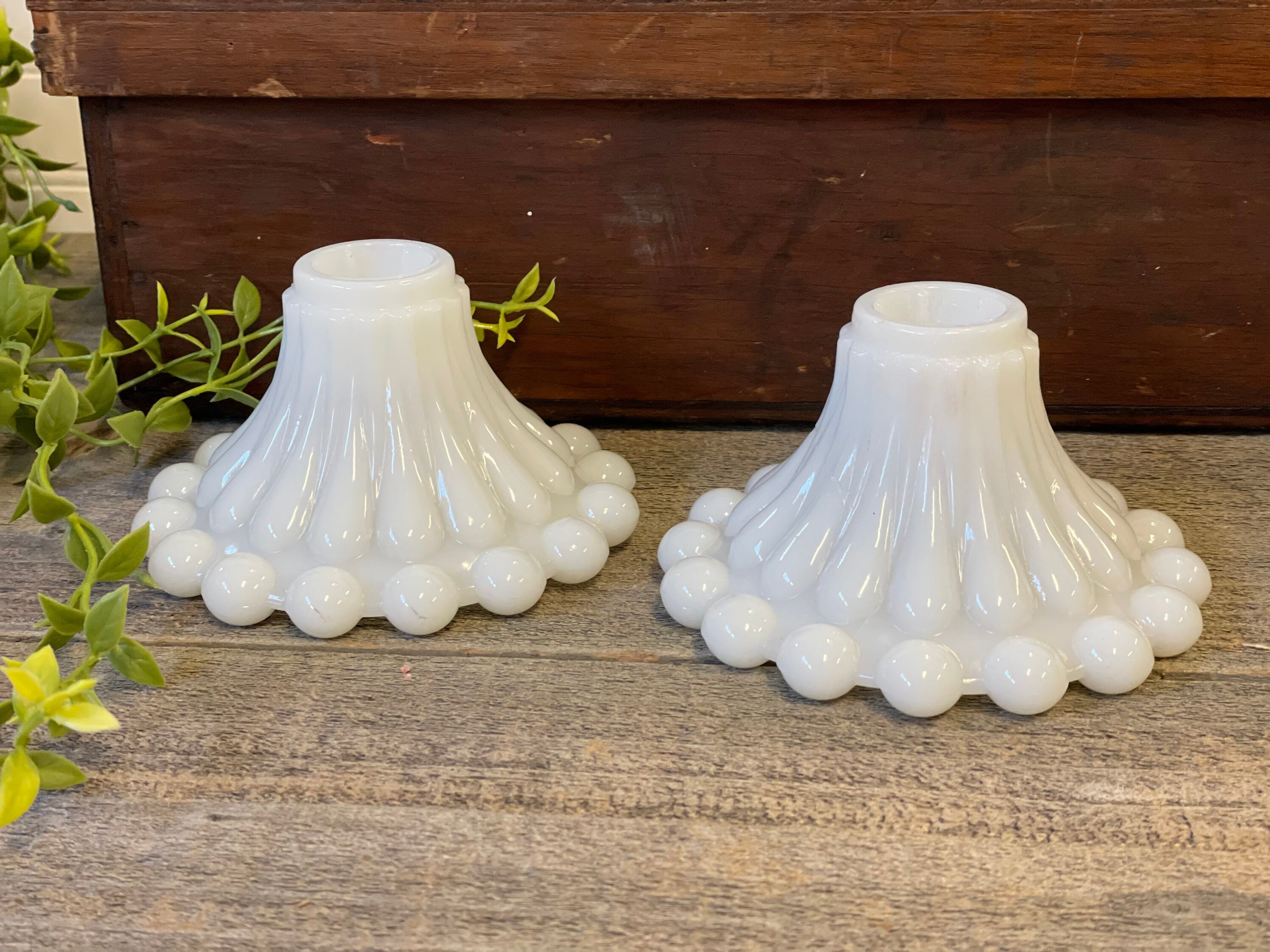 Set of 2 Milk Glass Candle Holders White Candlesticks Etsy