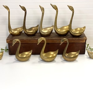 Vintage Brass swan- vintage solid brass bird- Choice of brass swans