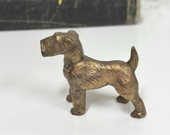Vintage brass Fox Terrier dog- dog figurine 2" charm