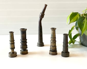 Brass hose nozzle- set of vintage brass hose nozzles- Choice-Large brass hose nozzle- garden decor-