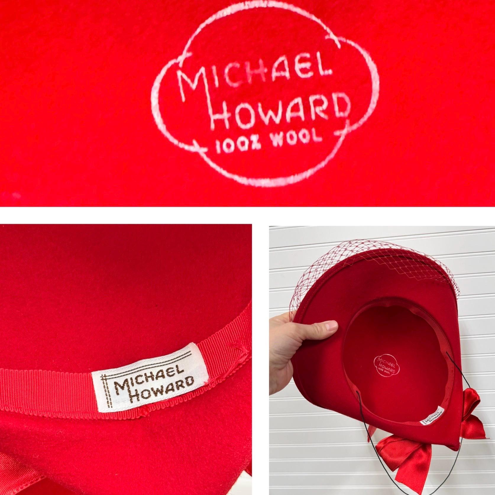 Vintage USA 60s Michael Howard David M Wide Brim Fedora Wool Felt Hat Red! Red Fedora Wide Brim - Etsy main image 3