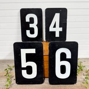 Large Wood numbers for decor- 8” wooden black and white handpainted marquee numbers- Choice of wood number plaques