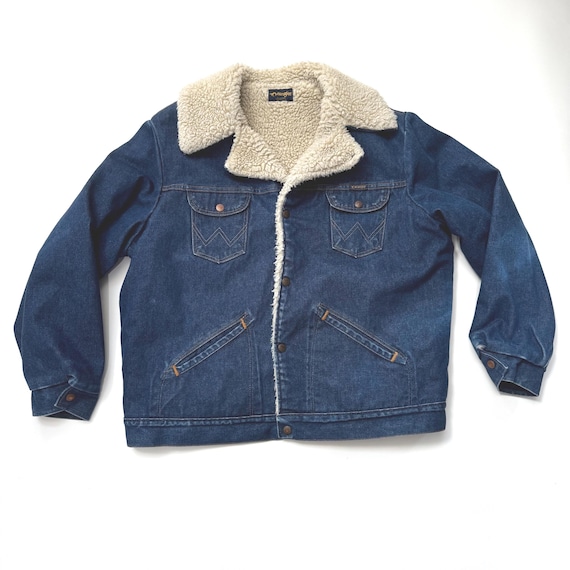 Vintage Wrangler Jean Jacket: Sherpa-lined Denim Coat - Etsy