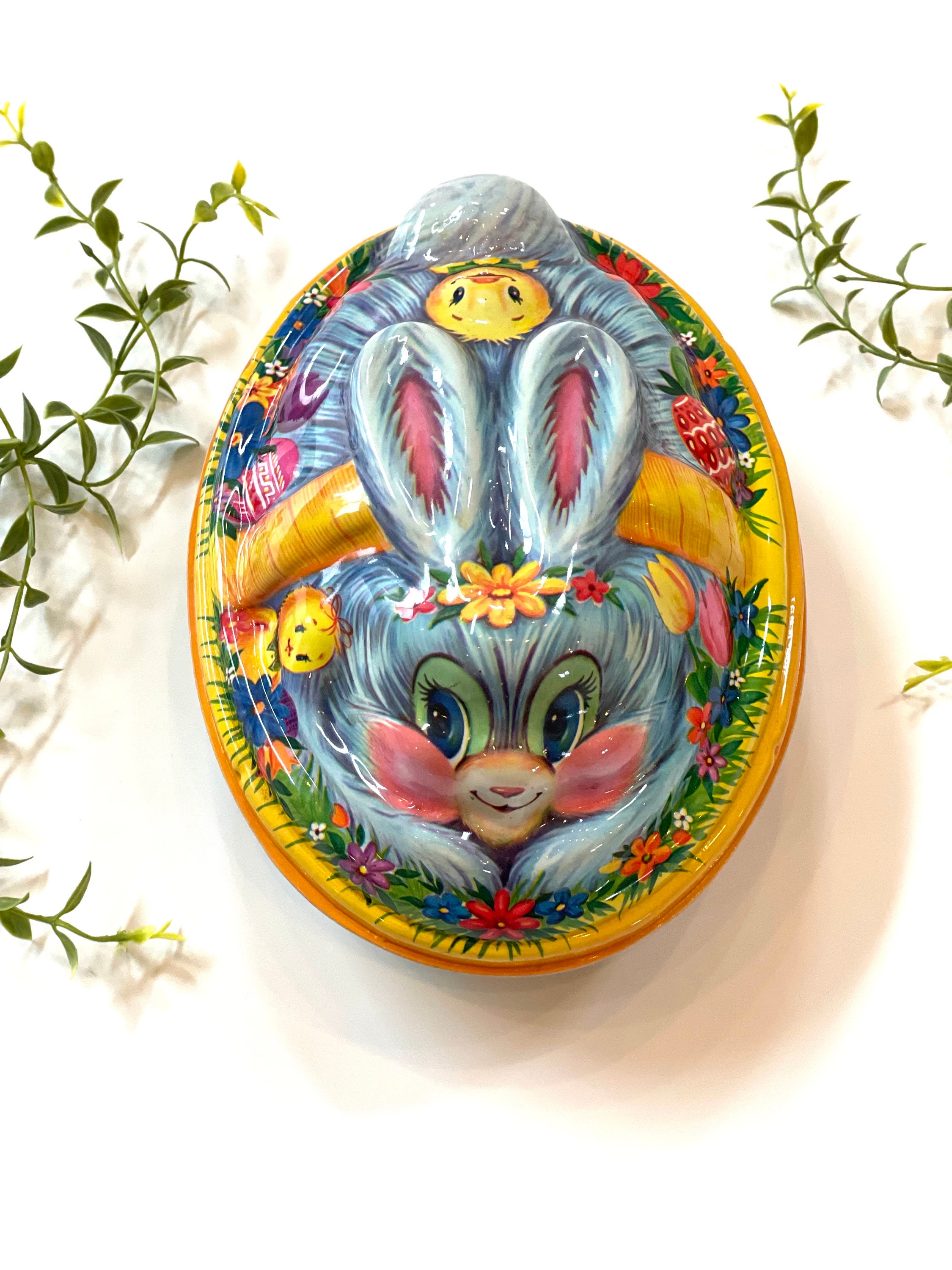 Vintage Kitsch Easter Bunny Basket: Plastic Spring Decor - Etsy