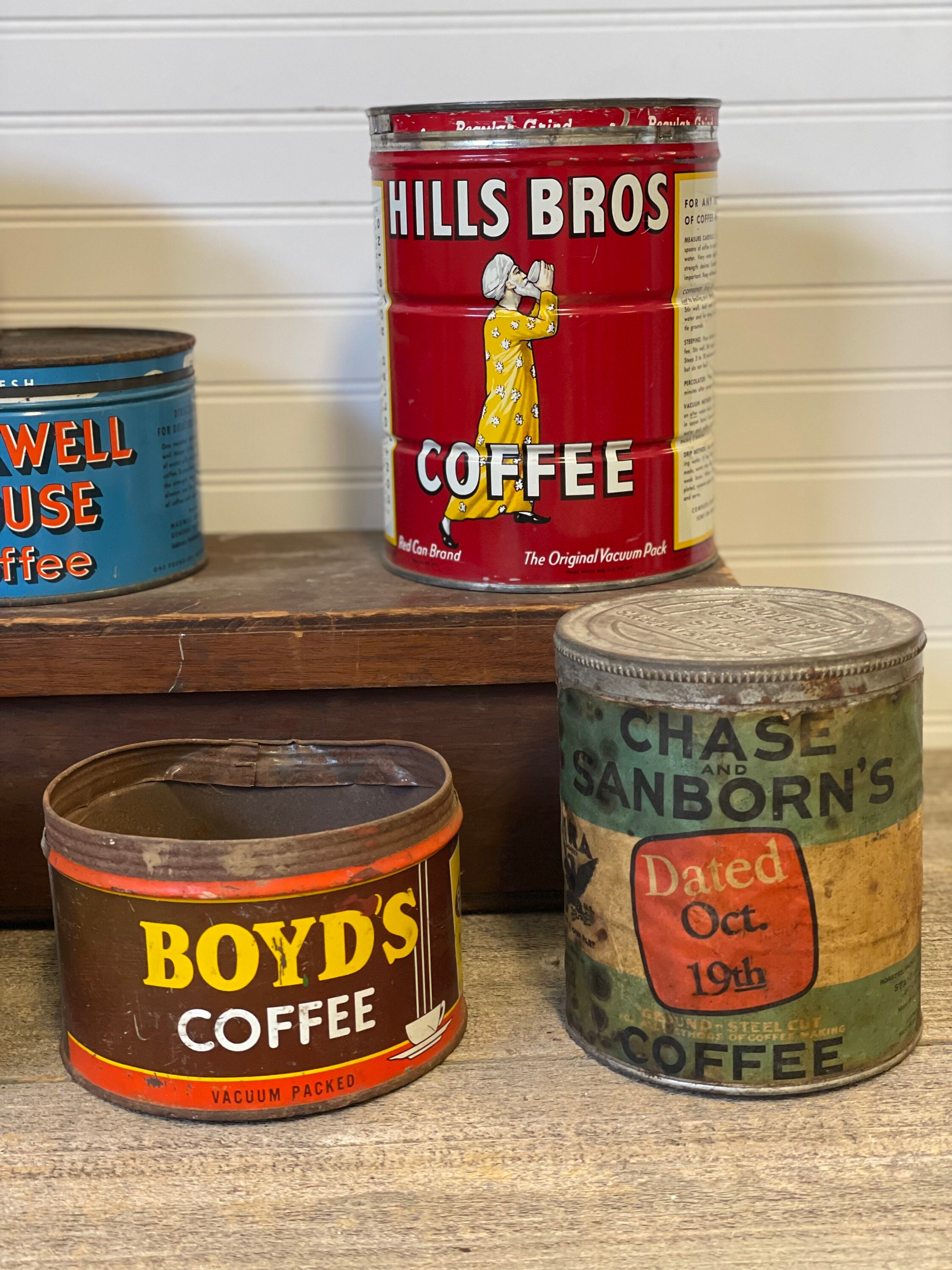 Vintage Coffee Cans Folgers Tins Decor Etsy