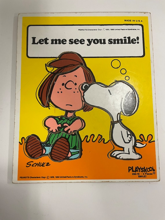 Vintage Puzzle Snoopy and Peppermint Patty Wood - Etsy