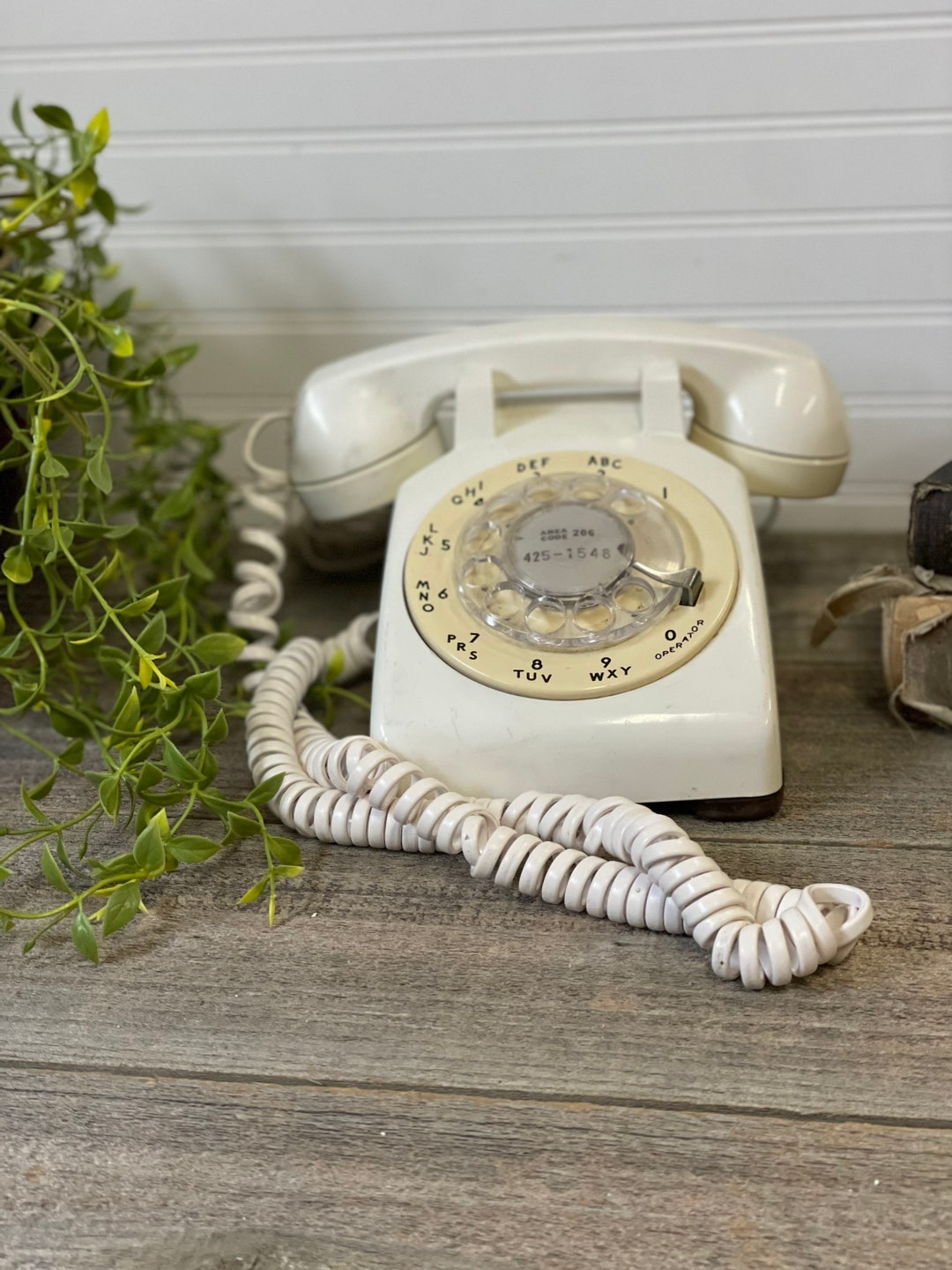 Vintage White Rotary Phone Decor Only Etsy