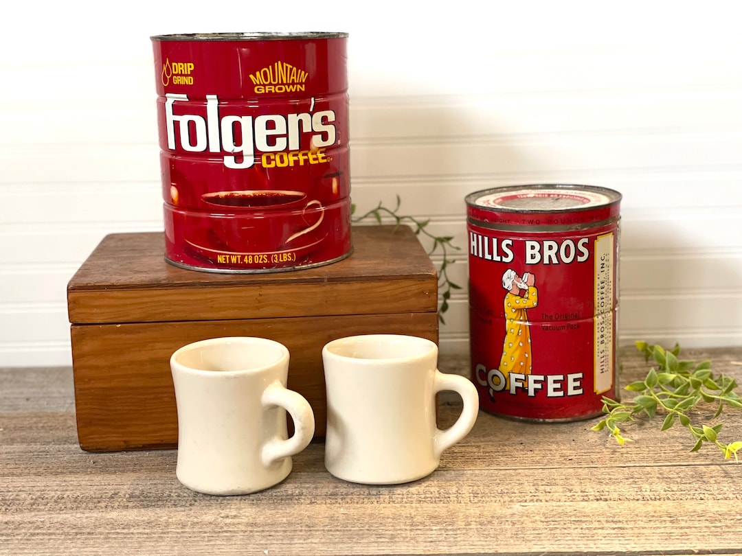 Vintage Coffee Cans Folgers Coffee Tin Hills Bros Coffee Tin Etsy