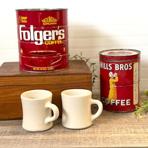 Vintage coffee cans- Folgers coffee tin- Hills bros coffee tin