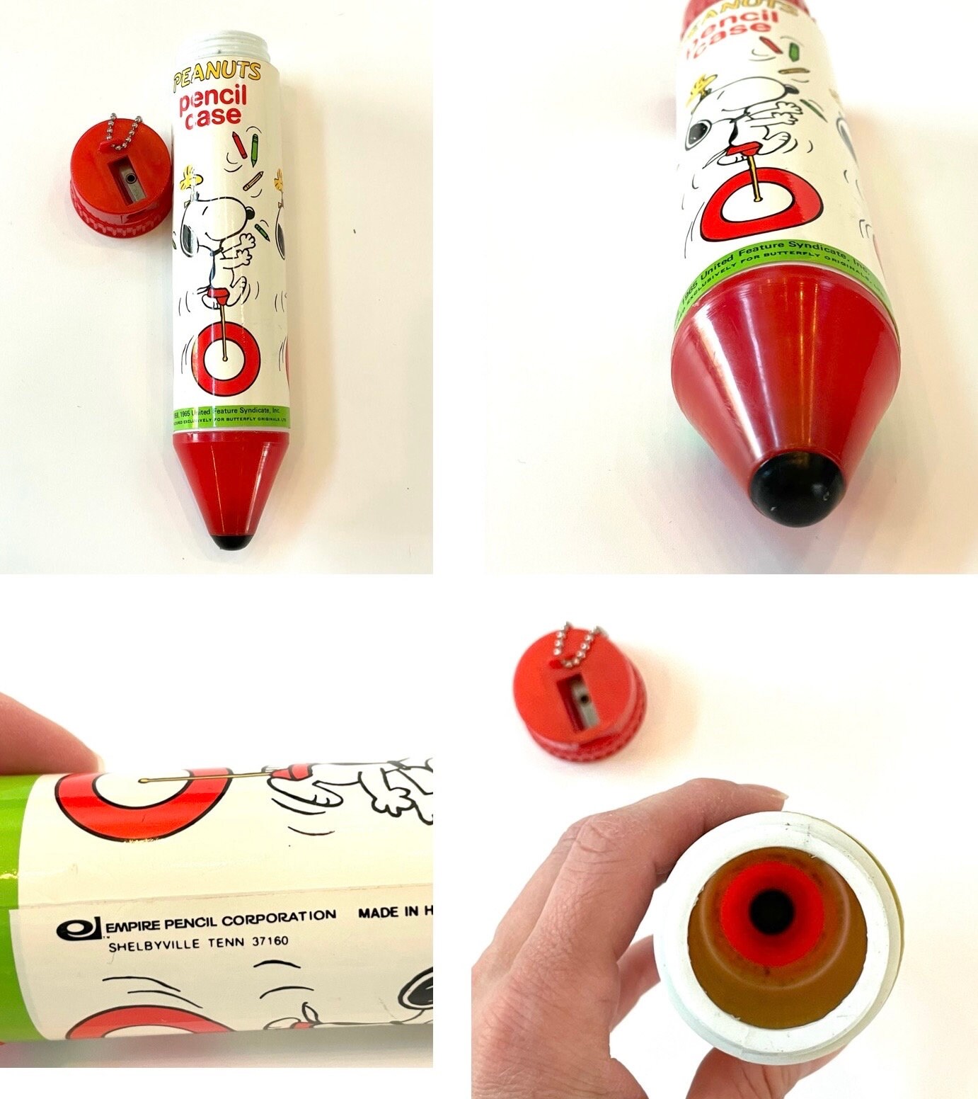 Vintage 1965 Snoopy Pencil Case With Sharpener: Choice of