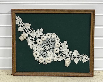 Vintage 1970s Syroco Wicker Framed Blue Floral Picture Wall