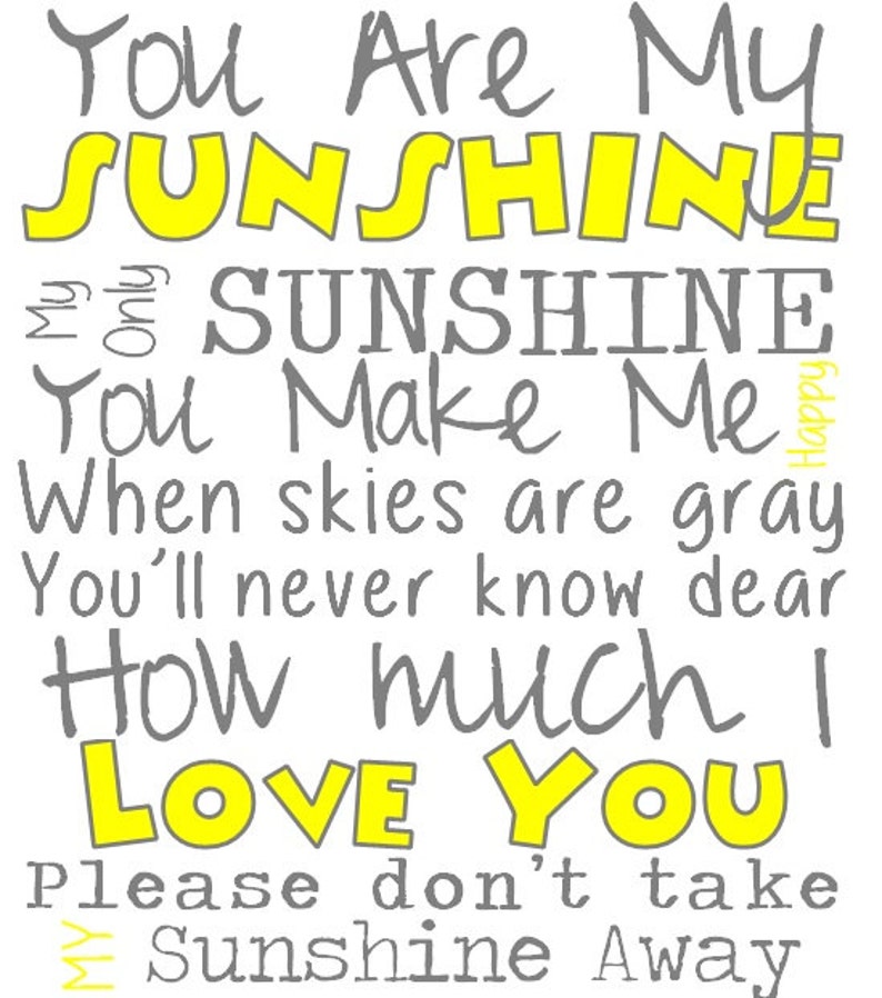You Are My Sunshine Poster Print Etsy